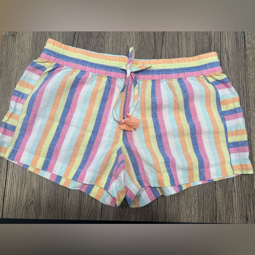 Vineyard Vines Women’s Striped Linen Blend Tassel Shorts – Size M